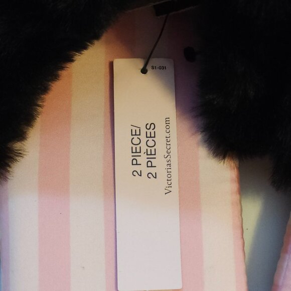 Victoria’s Secret Og Pink Pin Striped Women’s Slippers In Size Large w/Bag NEW - Picture 3 of 10